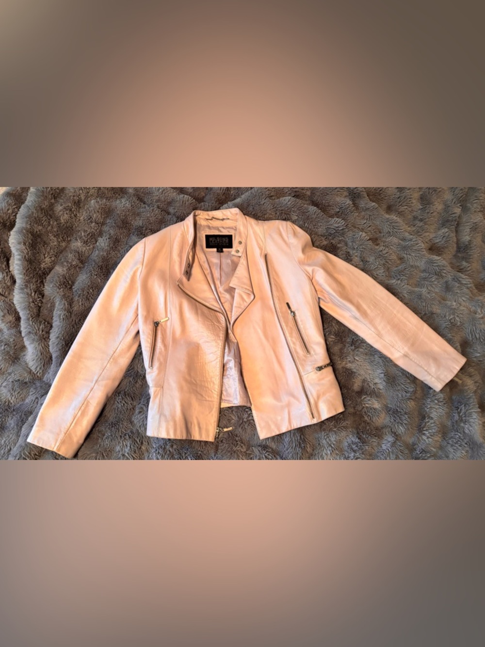 Wilsons Leather Pale Pink Moto Leather Jacket